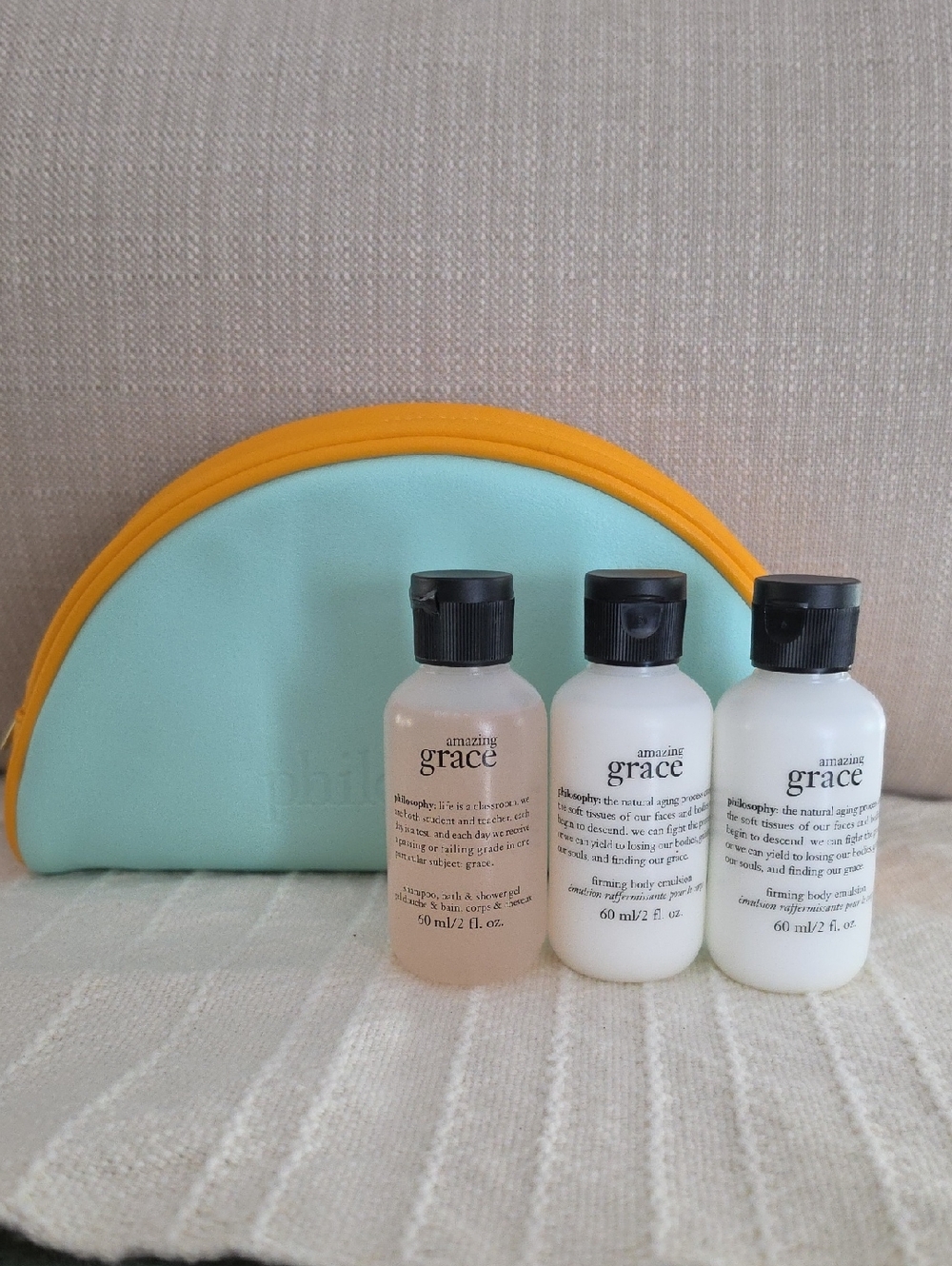 Philosophy Travel Cosmetic Pouch with 3 pc Body Care